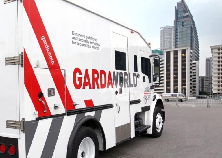 Money transport vehicle to a financial institution